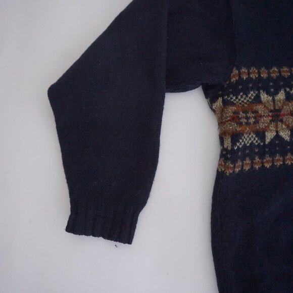 Vintage Eddie Bauer Navy Wool Fair Isle Cabincore Eclectic Grandpa Sweater XL - Picture 8 of 10